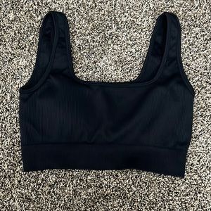 Amazon Black TikTok Ribbed Sport Top, NWOT